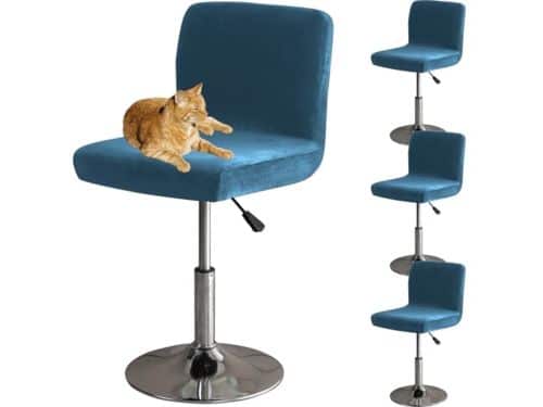Barstoelhoes met Rugleuning - Elastische Velours Bekleding voor Barstoelen