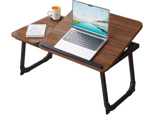 Bedtafel met wieltjes, nachtkastje, klaptafel voor laptop, knietafel