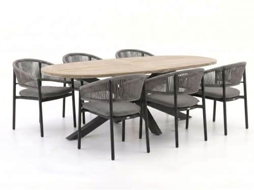 Bellagio Panaro/ROUGH-Y Ellips 240cm dining tuinset 7-delig stapelbaar - Laagste prijsgarantie!