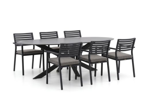 Bellagio Rumo/Furato ellips 200cm dining tuinset 7-delig stapelbaar - Laagste prijsgarantie!