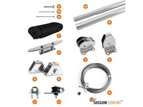 Bevestingingsset katrol incl buizen B 2,90 x L 4,00 m Shadow Comfort - Shadow comfort