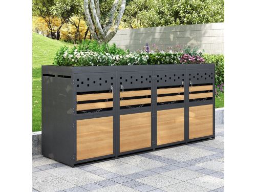 BLACKCOLORS Afvalbakkenbox met 4 plaatsen en groendak voor 4 ton