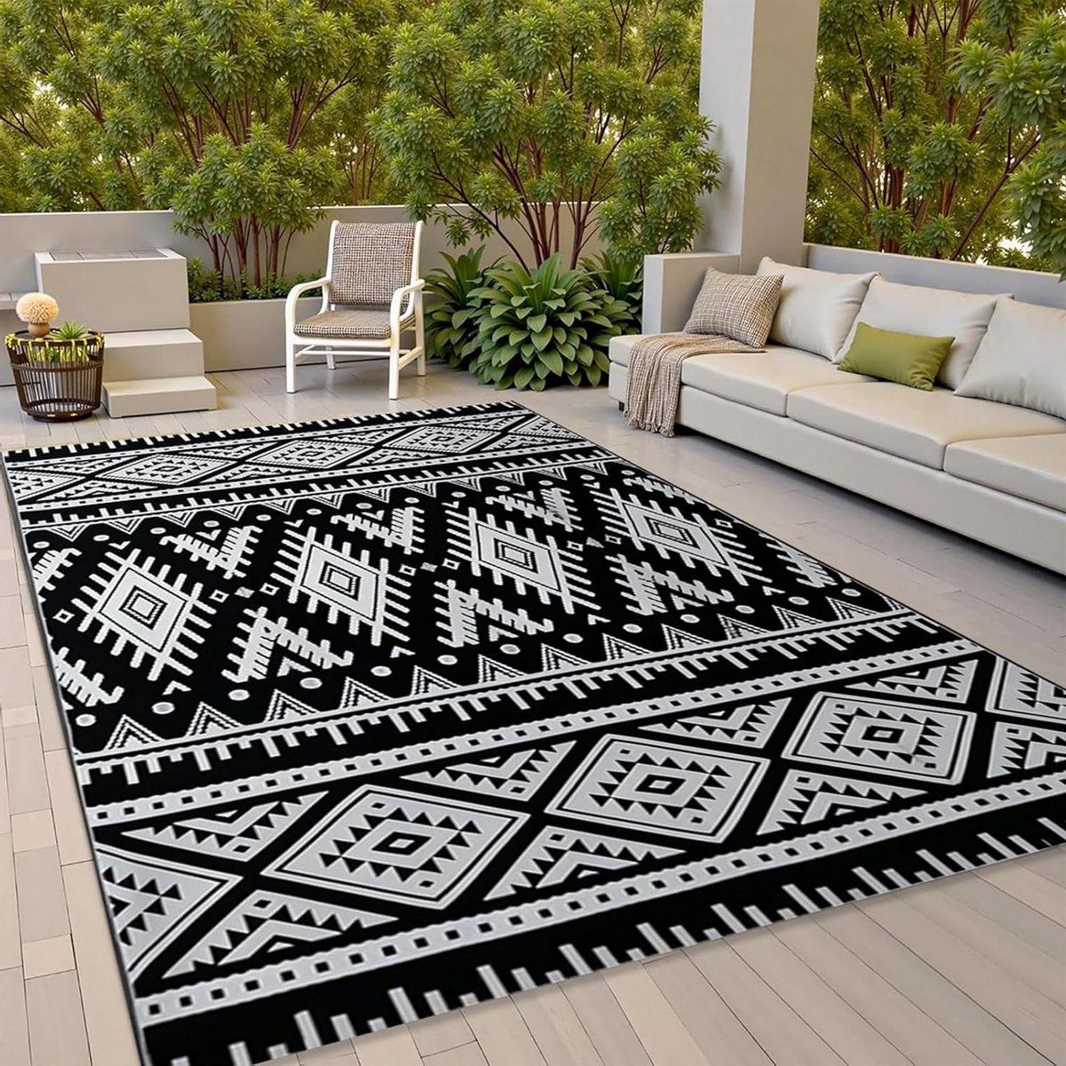 buitenkleed met draagtas stro mat terras buiten leven