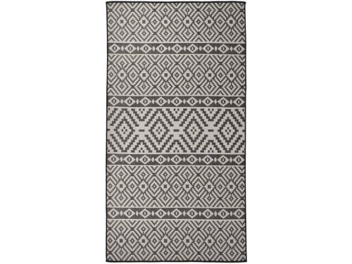 Buitenkleed met patroon platgeweven 80x150 cm zwart - UV-bestendig