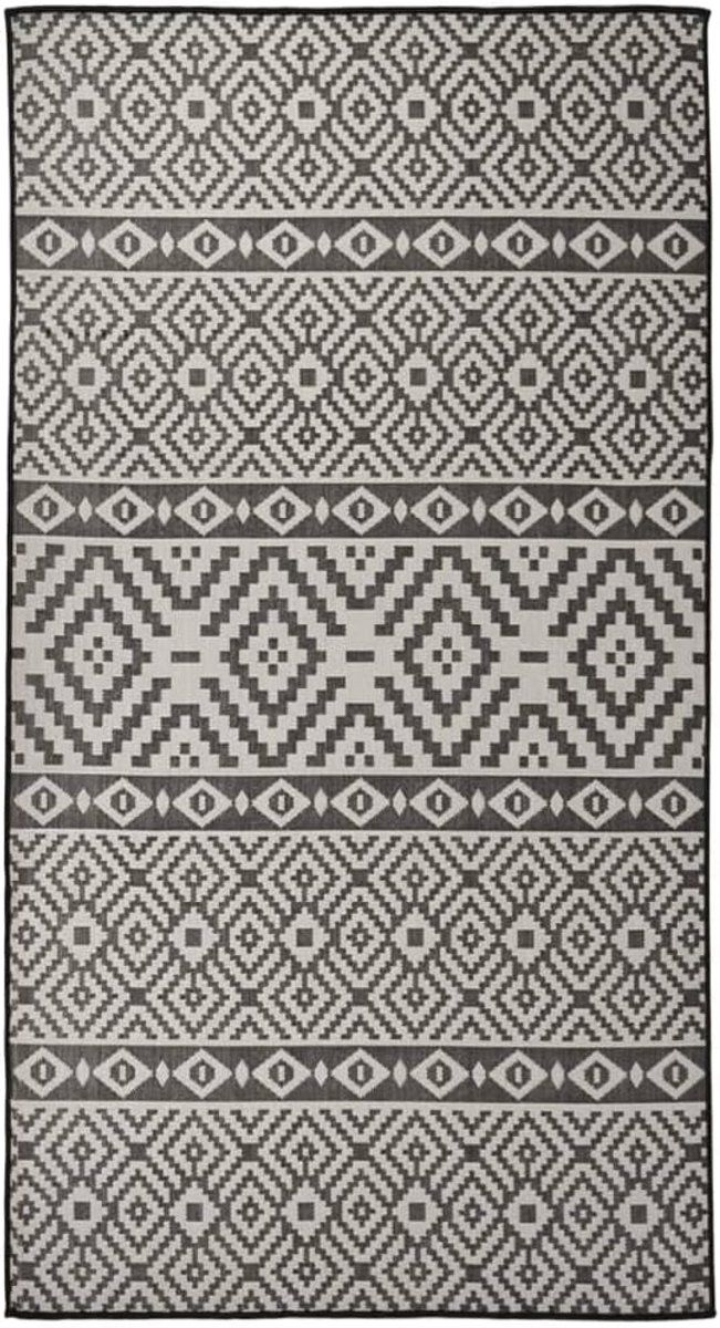 buitenkleed met patroon platgeweven 80×150 cm zwart uv bestendig