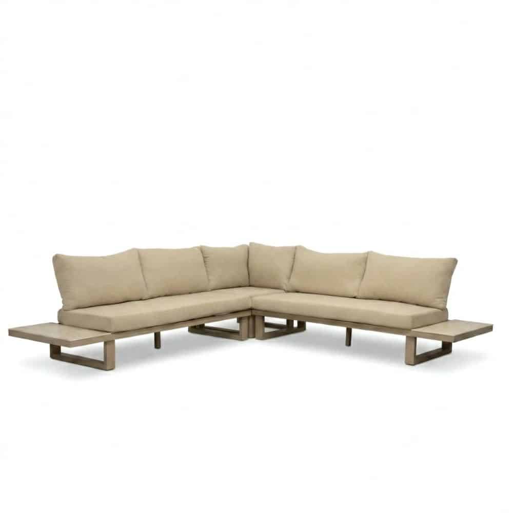 canyon hoek loungeset 5 personen | aluminium + sintered stone | marble latte | 3 delig 288x288cm