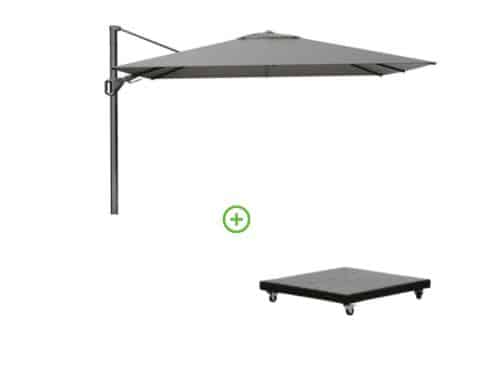 Challenger T² zweefparasol - premium doek | 260x350cm met Monza parasolvoet 90kg | Manhattan