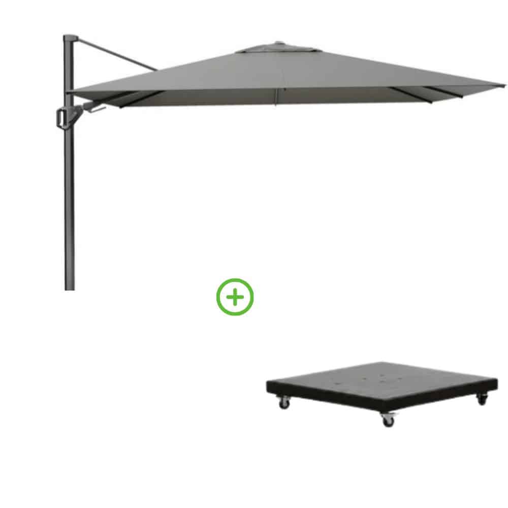 challenger t² zweefparasol premium doek | 260x350cm met monza parasolvoet 90kg | manhattan