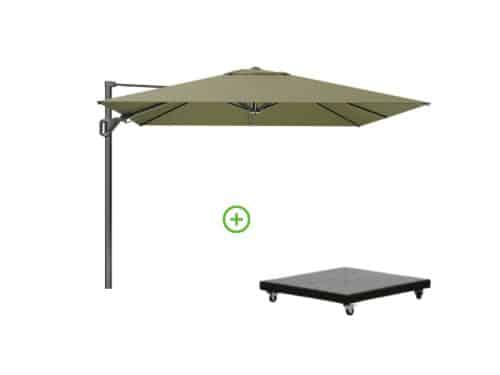 Challenger T² zweefparasol - premium doek | 300x300cm met Monza parasolvoet 90kg | Lush Green