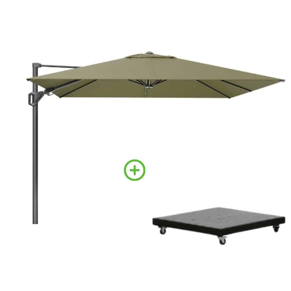 challenger t² zweefparasol premium doek | 300x300cm met monza parasolvoet 90kg | lush green