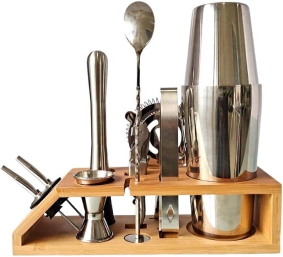 cocktailset, shaker baraccessoires, barmanset met standaard barset cocktailshakerset voor drankmengbar