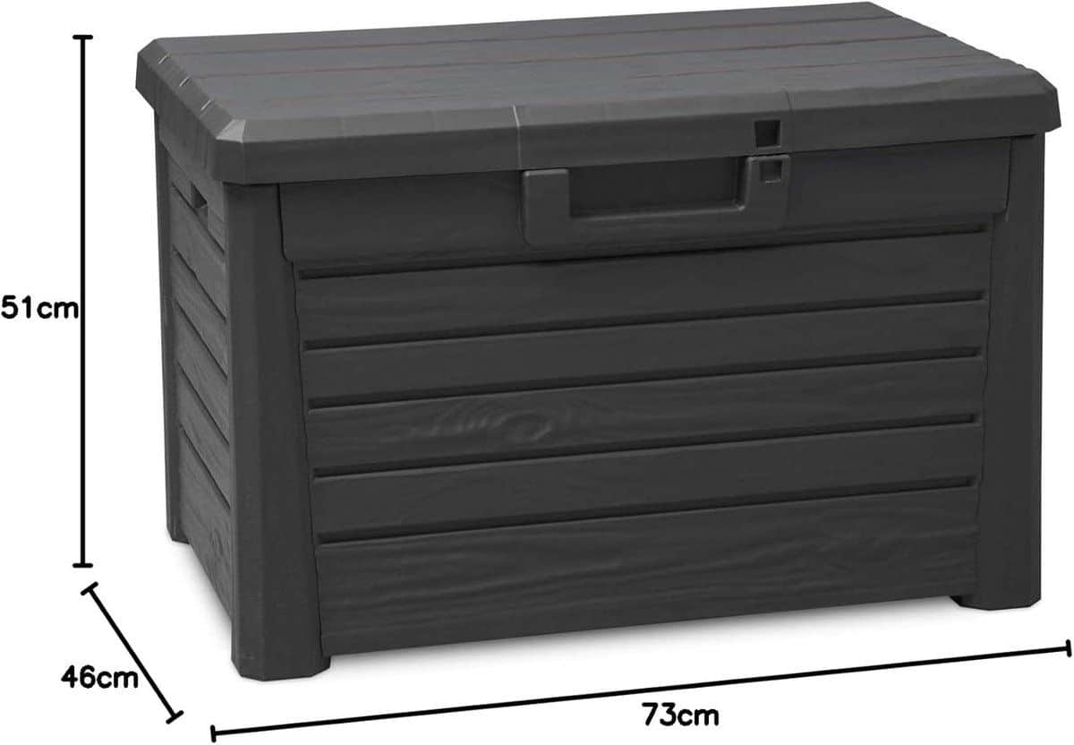 compacte kunststof opbergbox 120 l met deksel antraciet