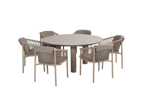 Donato Allora dining tuinset 160xH75 7 delig printed ceramic latte 4 Seasons Outdoor