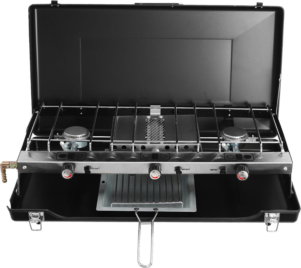 draagbaar camping inklapbaar gasfornuis met 3 pits voor barbecue en