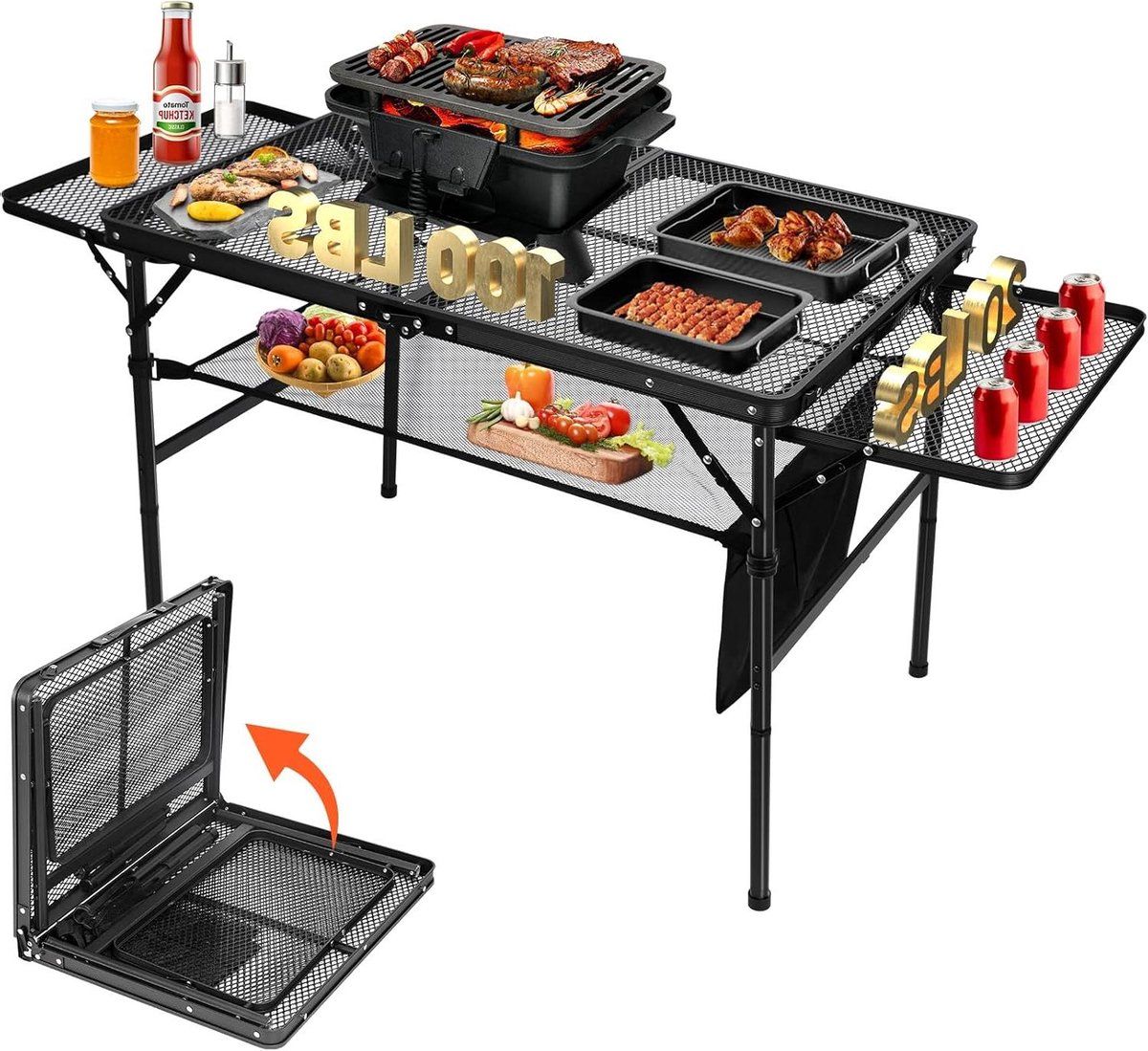 draagbare buitentafel klaptafel kamperen en barbecue in