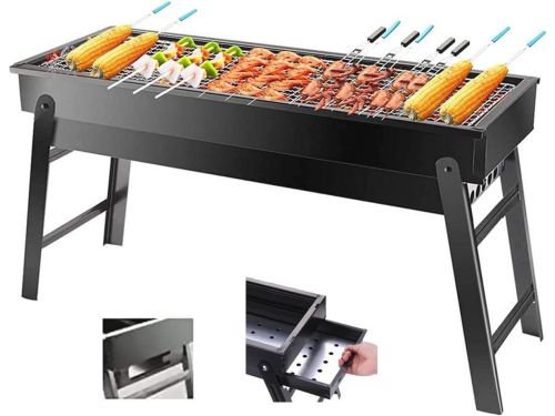 Draagbare Houtskoolbarbecue - Inklapbare BBQ voor Camping, Tuin en Picknick