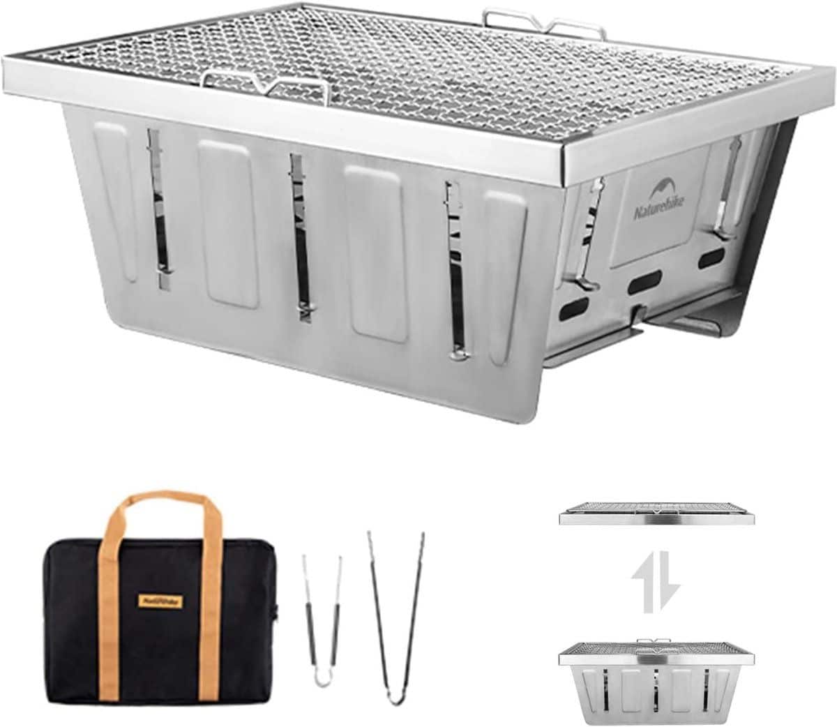 draagbare houtskoolgrill opvouwbare bbq buiten koken roestvrij