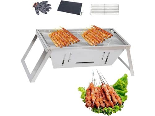 Draagbare opvouwbare houtskoolgrill | Heavy-Duty roestvrijstalen BBQ voor kamperen