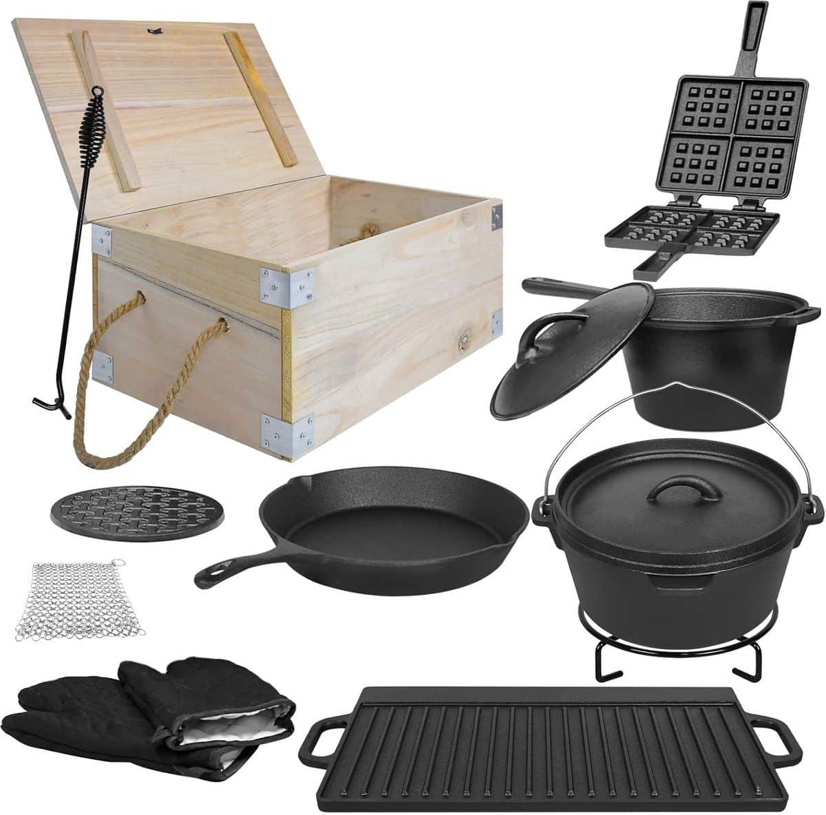 dutch oven set kampeer kookgerei buiten koken