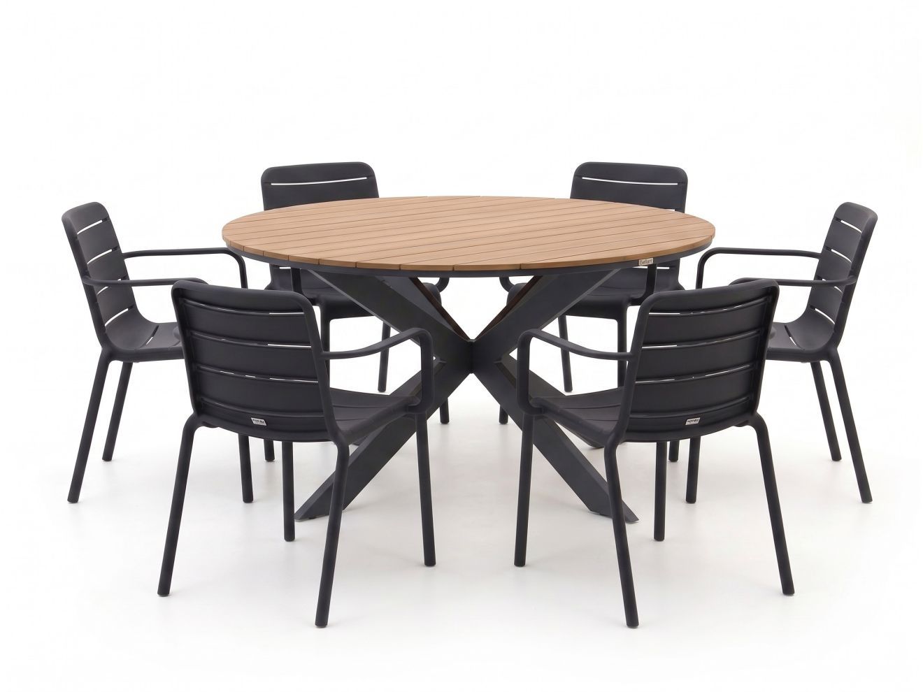 forza narni/fidenza ø149cm dining tuinset 7 delig stapelbaar laagste prijsgarantie!