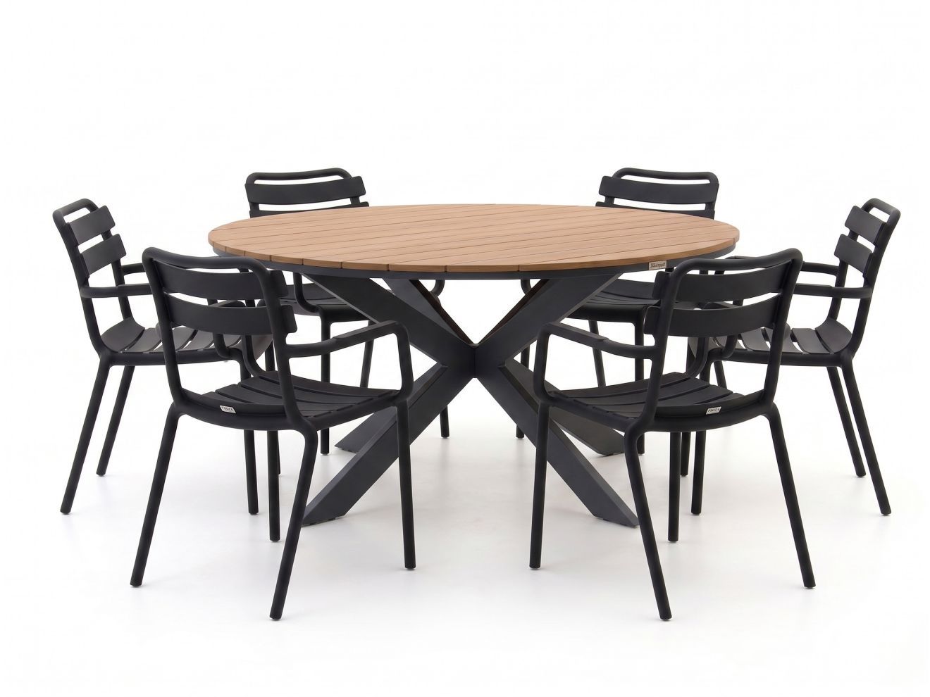 forza vico/fidenza ø149cm dining tuinset 7 delig stapelbaar laagste prijsgarantie!