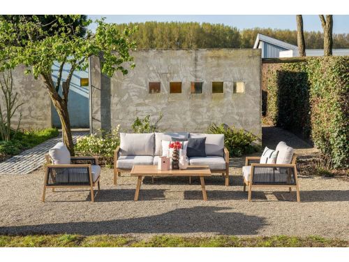 Garden Impressions Decala loungeset - 4-delig aluminium - light teak look - desert sand