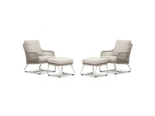 Gianna lounge balkonset 2 personen | touw + aluminium | Almond Beige | 4-delig