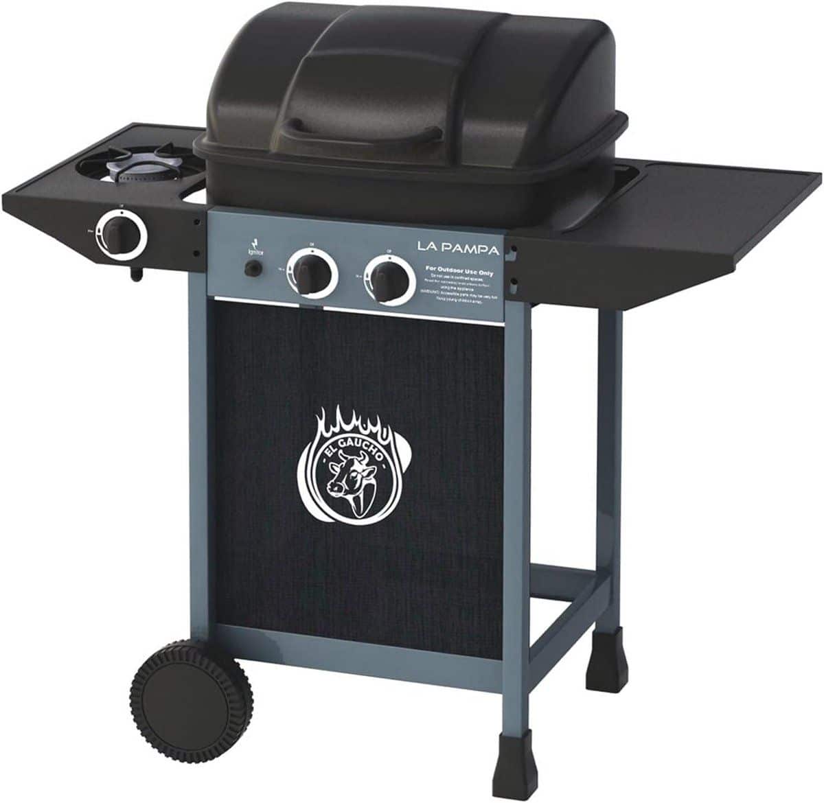 grote gasbarbecue met lavasteen en zijbrander