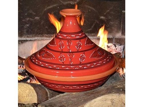 Grote Rode Tajine van Keramiek voor Oven, Gas en BBQ