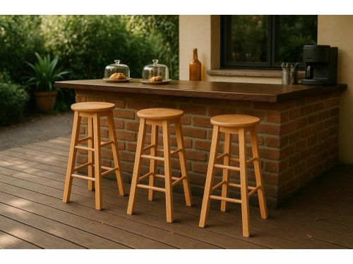 Houten Barkruk - Barstoel Kruk - Buitenkeuken Terras - Weerbestendig