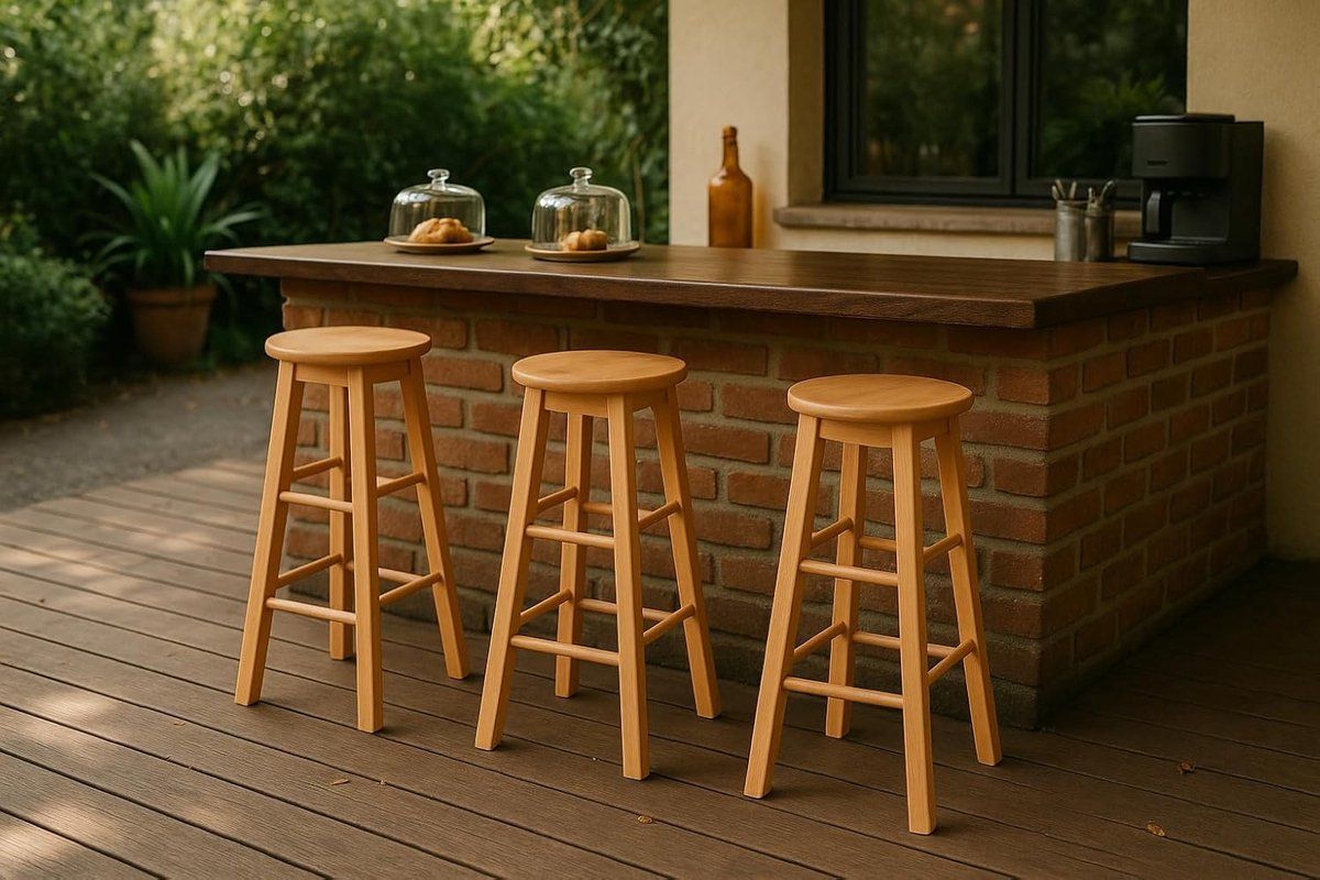 houten barkruk barstoel kruk buitenkeuken terras weerbestendig