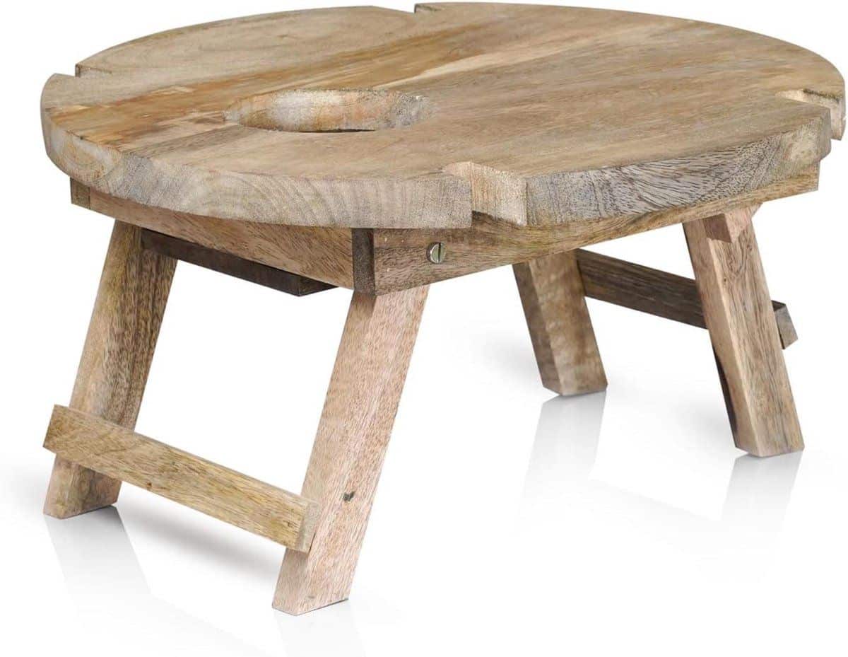 houten klaptafel picknick tafel ontbijt op bed