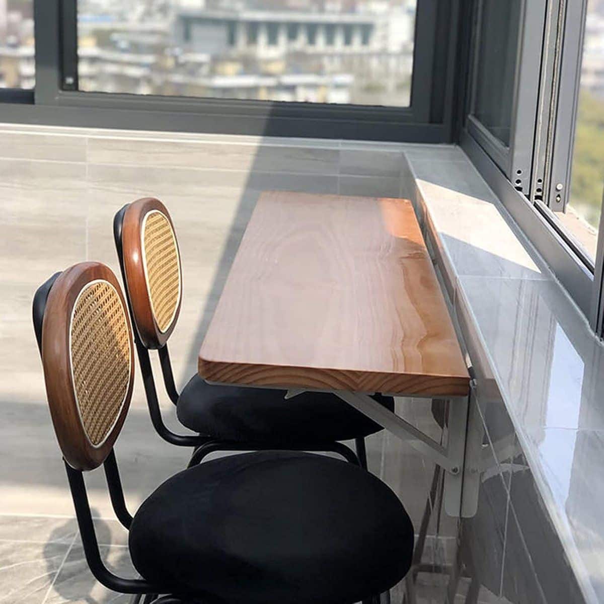 houten klaptafel wandmontage tafel ruimte besparen milieuvriendelijk