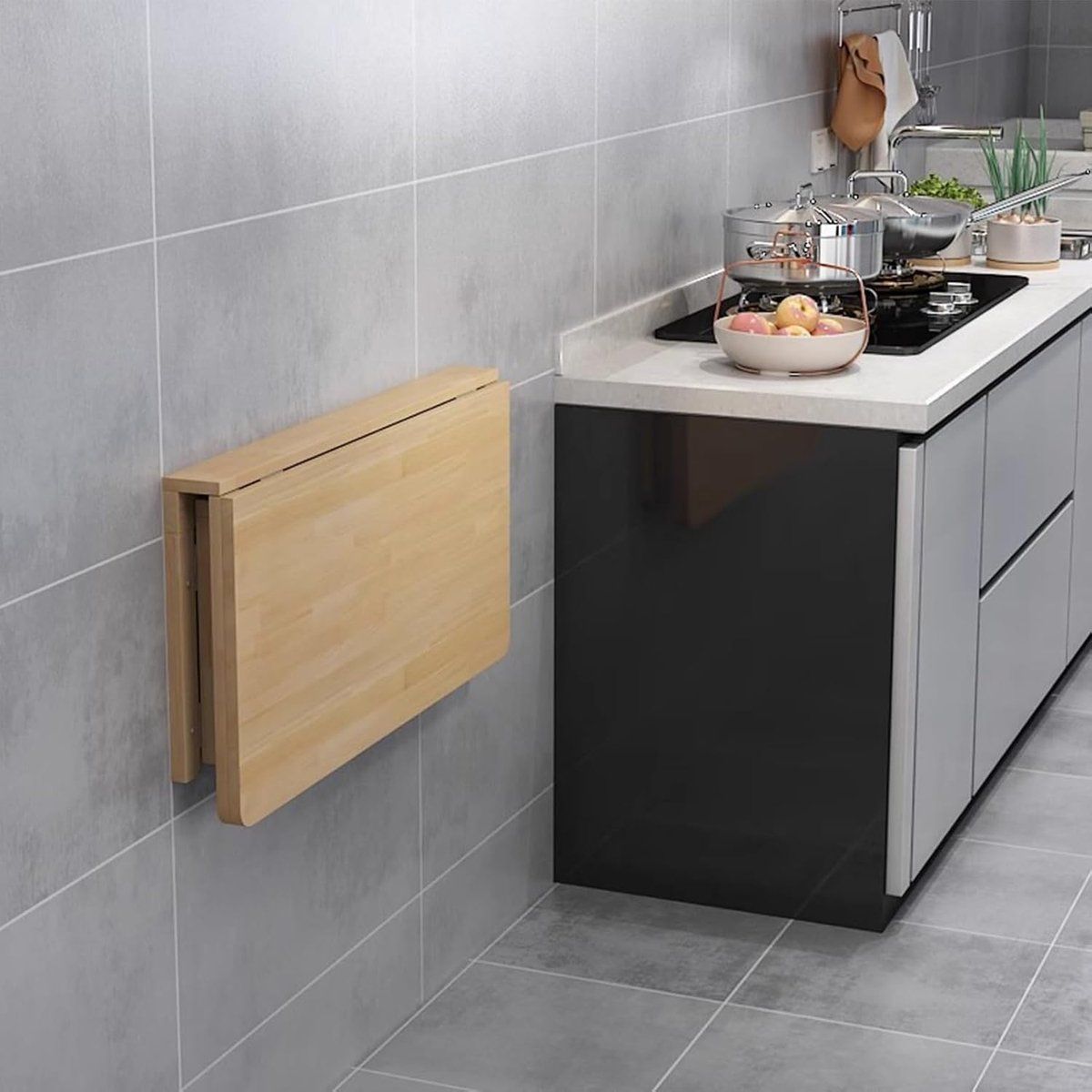 houten klaptafel wandmontage tafel ruimte besparen opvouwbaar