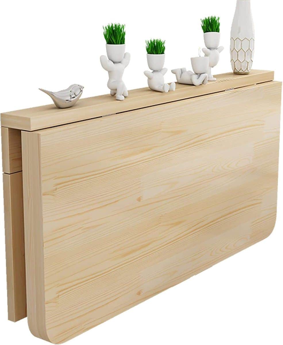 houten wandtafel klaptafel opklapbaar ruimte besparen driehoekige