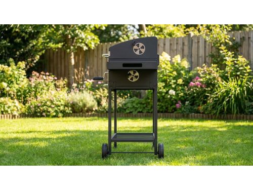 Houtskool Barbecue Grillwagen met Deksel en Thermometer - House&Garden Premium