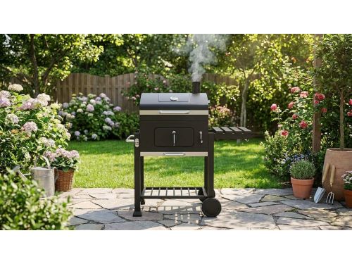 Houtskool Barbecue Grillwagen met Deksel en Thermometer - House&Garden Toronto
