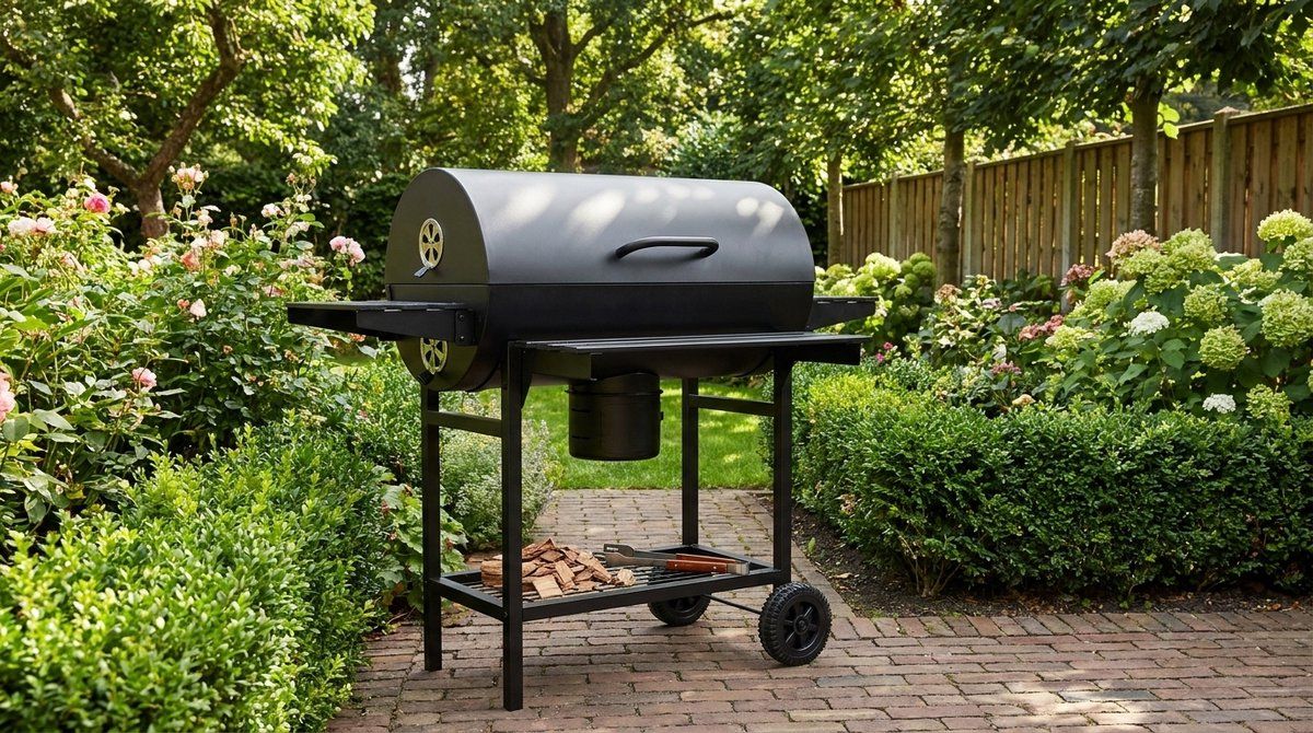 houtskool barbecue grillwagen xxl house&garden premium bbq met deksel