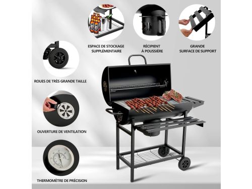 Houtskool Barbecue Grillwagen XXL - House&Garden Premium BBQ met Deksel