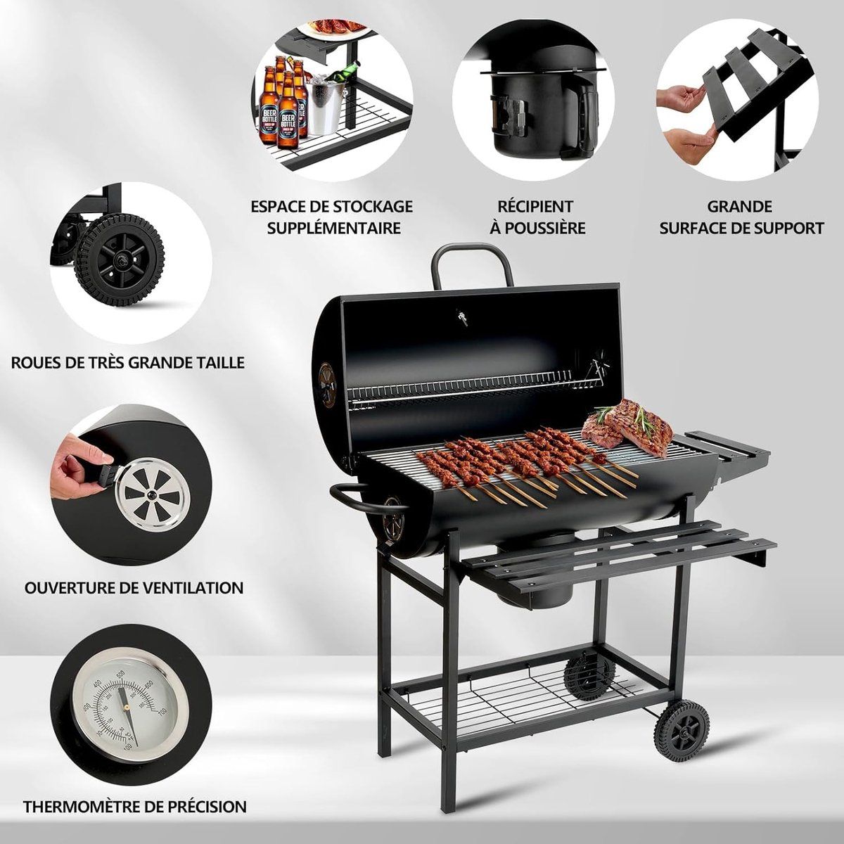 houtskool barbecue grillwagen xxl house&garden premium bbq met deksel