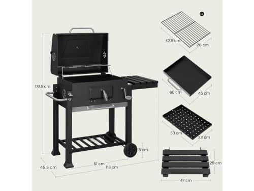 Houtskool Barbecue Grillwagen XXL - House&Garden Smoker BBQ met Deksel