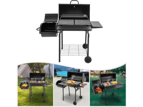 Houtskool Barbecue Grillwagen XXL met Deksel en Schouw