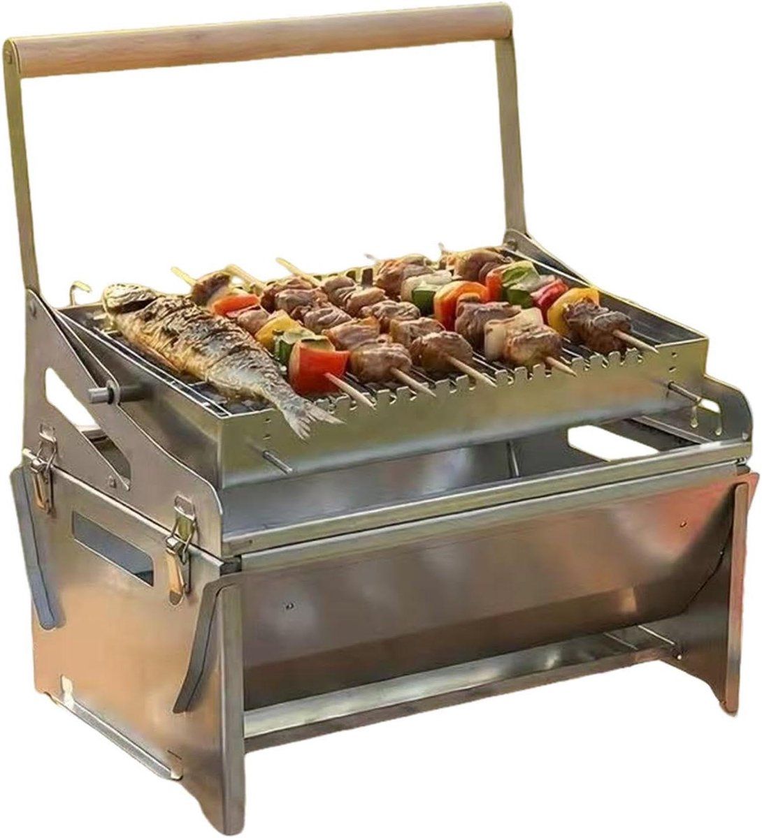 houtskool bbq grill kampeerbarbecue draaibare grill buiten koken