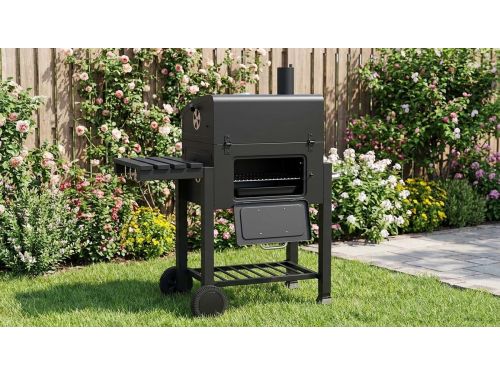 Houtskool BBQ Grillwagen met Deksel - In Hoogte Verstelbare Barbecue