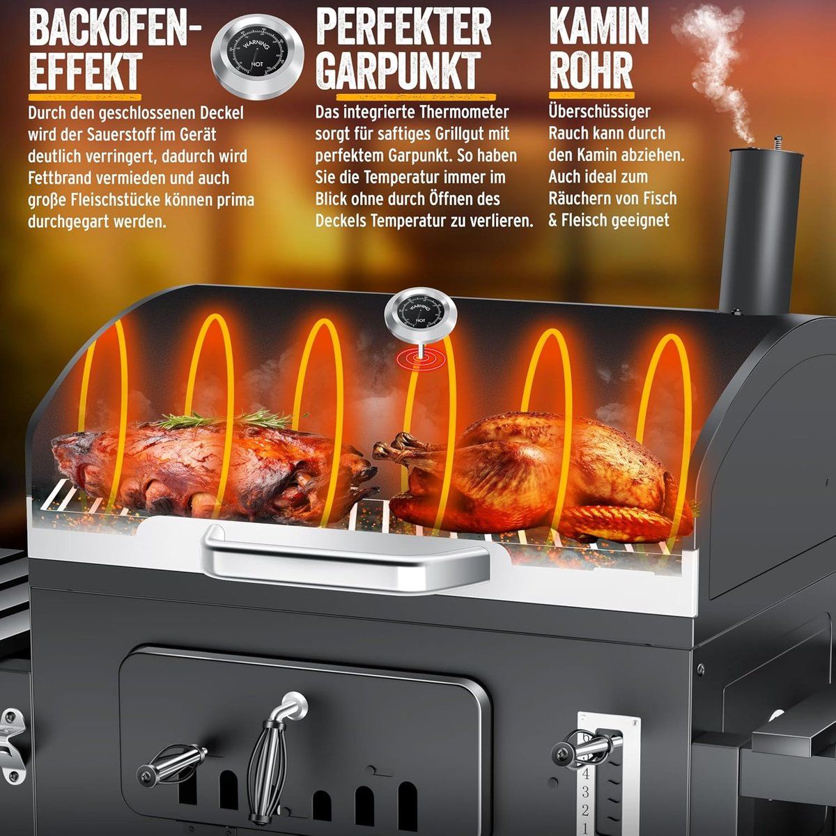 houtskool bbq grillwagen xxl staande barbecue met deksel &