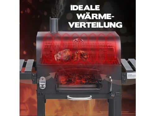 Houtskool BBQ Smoker Grillwagen - Grote Staande Barbecue Rookoven met