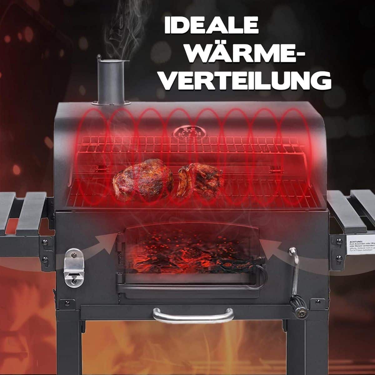 houtskool bbq smoker grillwagen grote staande barbecue rookoven met