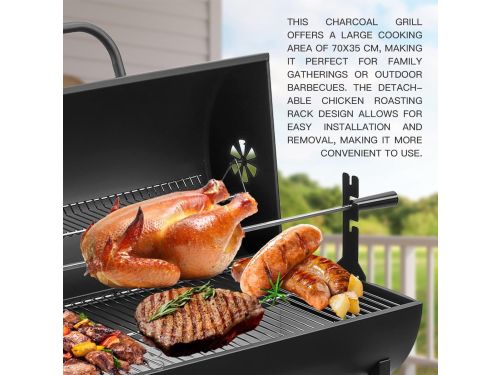 Houtskool BBQ XXL met Deksel & Thermometer - Verrijdbare Barbecue