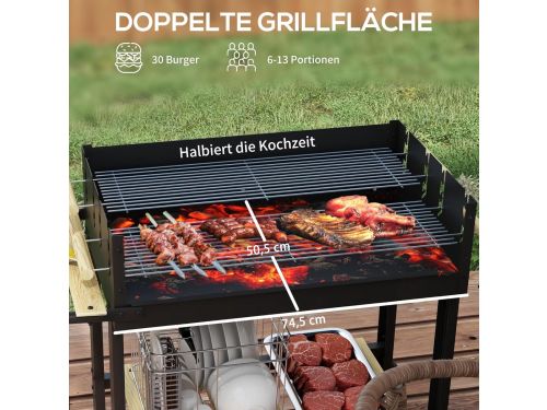 Houtskoolbarbecue Grillwagen - House&Garden Dual Grill Premium BBQ met 2