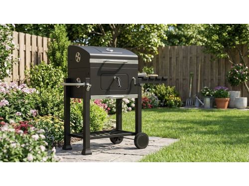 Houtskoolbarbecue Grillwagen met Deksel en Thermometer - House&Garden Angular BBQ